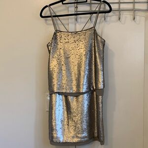 Banana Republic 2 NEW Taupe  Sleeveless Sequin Dress